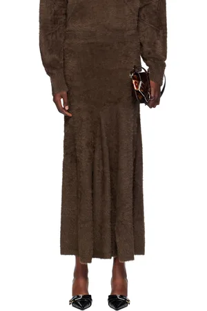 Helmut Lang Brown Grunge Maxi Skirt