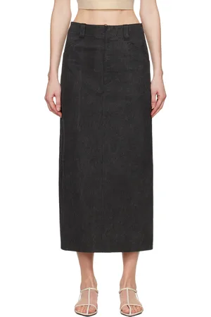 Auralee Black Faded Midi Skirt