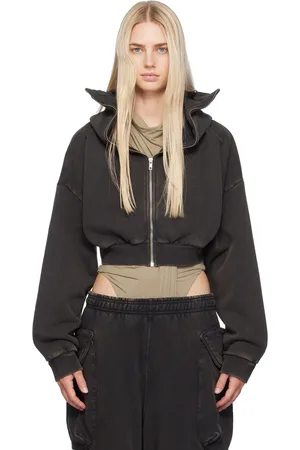 Entire Studios Black Cropped Full Zip Hoodie