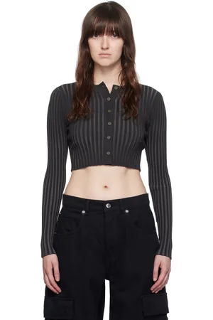 Alexander Wang Gray Shrunken Cardigan