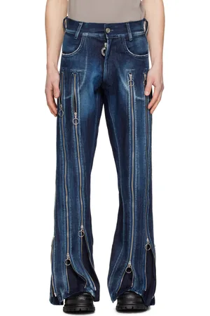 Charlie Constantinou Blue Adjustable Fit Zip Jeans
