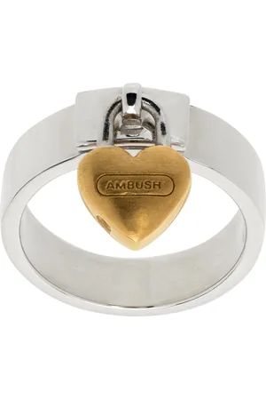 AMBUSH Silver Heart Padlock Ring