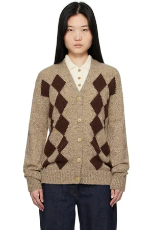 &Daughter Beige & Brown Shetland Argyle Cardigan