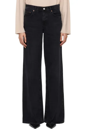 AGOLDE Black Clara Low Rise Baggy Flare Jeans