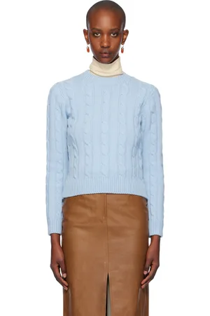 &Daughter Blue Carrow Cable Crewneck Sweater
