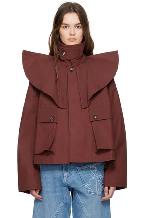 J.W.Anderson Burgundy Oversized Collar Trench Jacket