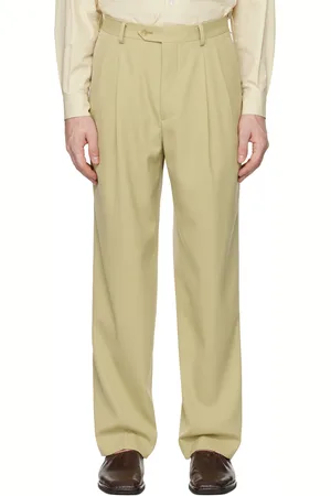Auralee Khaki Light Wool Max Gabardine Two-Tuck Trousers