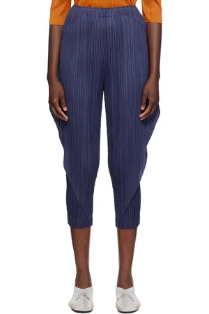 PLEATS PLEASE ISSEY MIYAKE Navy Thicker Bottoms 1 Trousers