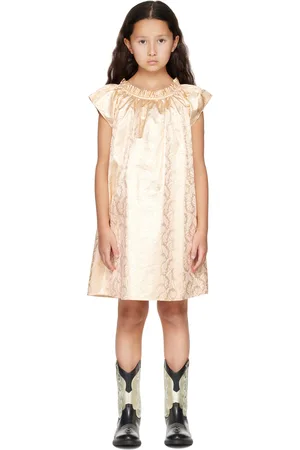 BONPOINT Kids Gold Shiny Silk Dress