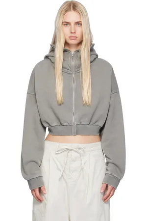Entire Studios Gray Cropped Full Zip Hoodie