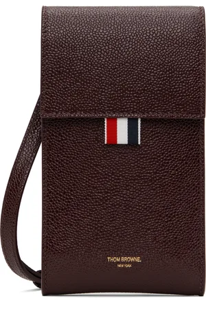 Thom Browne Burgundy Lucido Leather Crossbody Phone Pouch