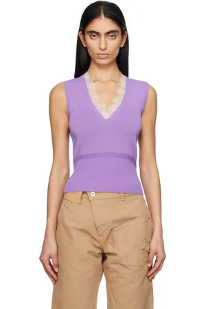 J.W.Anderson Purple V-Neck Lace Trim Vest