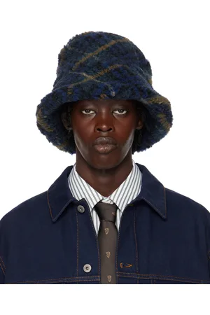 Burberry Navy Check Fleece Bucket Hat