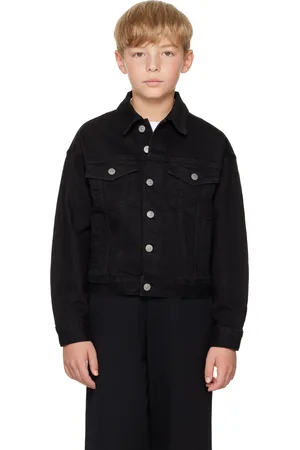 Maison Margiela Kids Black Embroidered Logo Denim Jacket