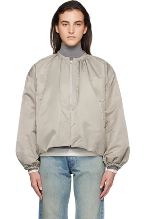 AMOMENTO Beige & Blue Quilted Padded Reversible Bomber Jacket