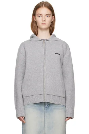 We11 Done Gray Embroidered-Logo Hoodie