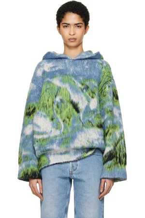 The Attico Blue Swan Print Hoodie
