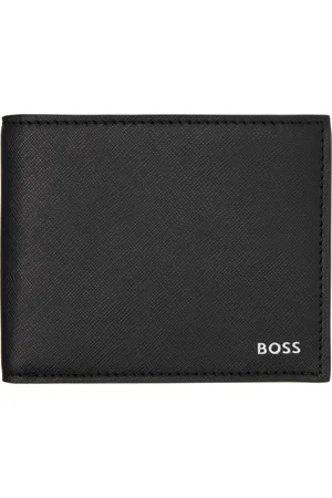 HUGO BOSS Black Saffiano Leather Trifold Wallet