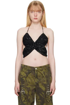 BLUMARINE Black Butterfly Tank Top
