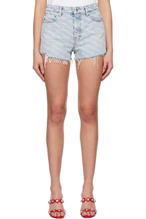 Alexander Wang Blue Bite Logo Denim Shorts