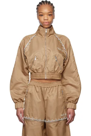 AREA Tan Crystal Trim Track Jacket