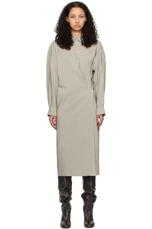 LEMAIRE Gray Twisted Midi Dress