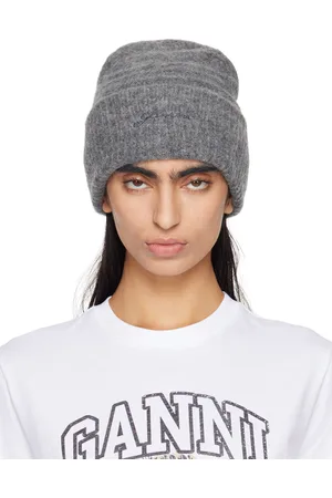 Ganni Gray Soft Wool Beanie