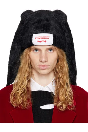 Charles Jeffrey Loverboy Black Fluffy Chunky Rabbit Beanie
