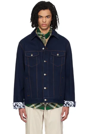 Burberry Navy Flocked Denim Jacket