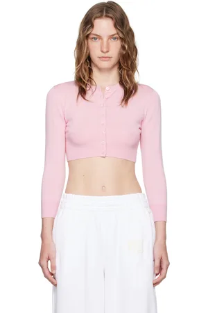 Alexander Wang Pink Embossed Logo Cardigan