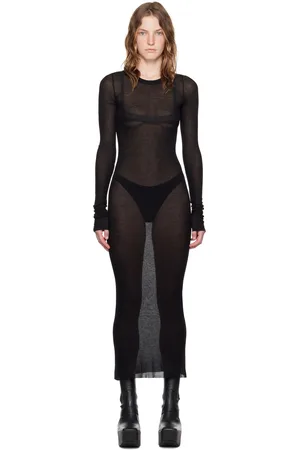 Rick Owens Black Porterville Rib Midi Dress