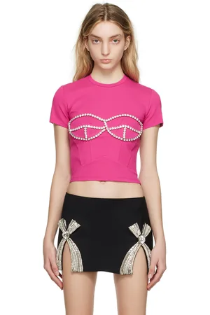 AREA SSENSE Exclusive Crystal Bustier T-Shirt