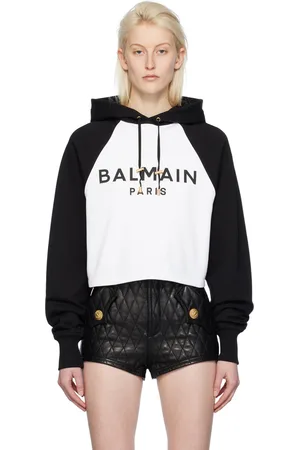 Balmain Black & White Raglan Hoodie