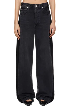Citizens of Humanity Black Ayla Baggy Tuxedo Stripe Jeans