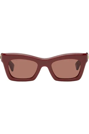 Gucci Burgundy Rectangular Sunglasses