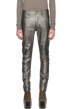 Rick Owens Gunmetal Tyrone Leather Pants