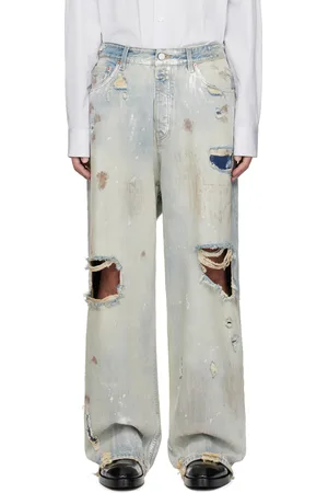 Vetements Blue Trashed Baggy Jeans