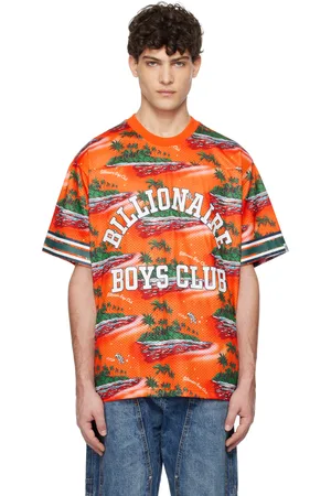 Billionaire Boys Club Orange Tropical Island Print Football T-shirt