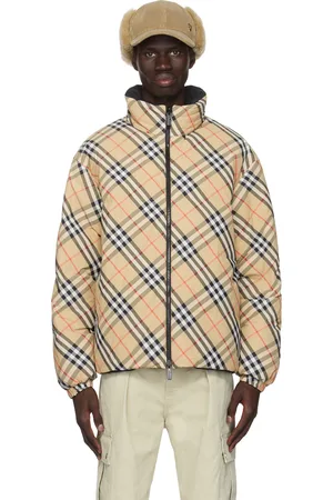 Burberry Beige Check Nylon Reversible Down Puffer Jacket