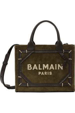 Balmain Khaki & Brown B-Army Shopper Small Bag