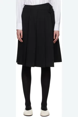 DUNST Ribboned Wide Pleats Midi Skirt