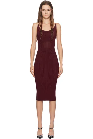 MUGLER Red Vampire Sculpting Midi Dress