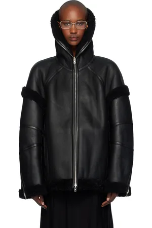 Helmut Lang Black Apex Teddy Reversible Leather Jacket