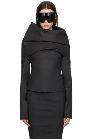 Rick Owens Black Porterville Draped LS Blouse