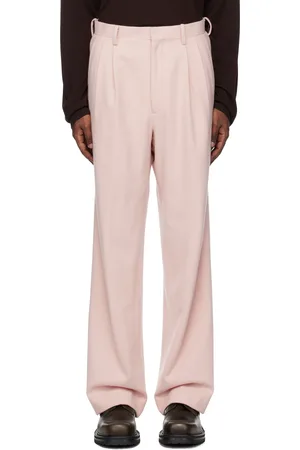 Auralee Pink Brushed Super Fine Wool Flannel Trousers