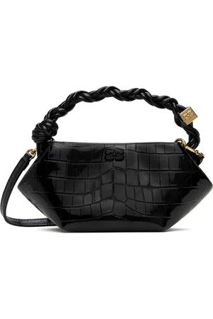 Ganni Black Croc Patent Mini Bou Bag