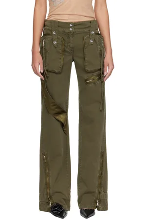 BLUMARINE Khaki Garment-Dyed Denim Cargo Pants