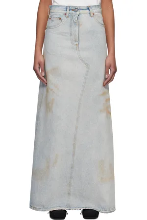 Maison Margiela Blue Distressed Denim Maxi Skirt