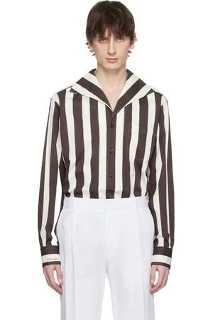 Dolce & Gabbana Brown & White Three-Button Long-Sleeved Shirt