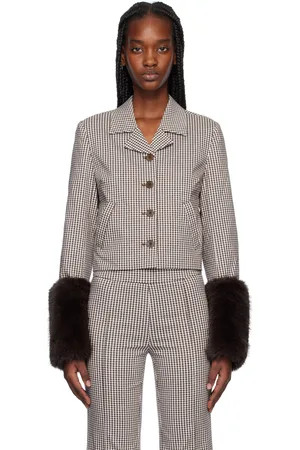 Staud Brown & White Regency Jacket